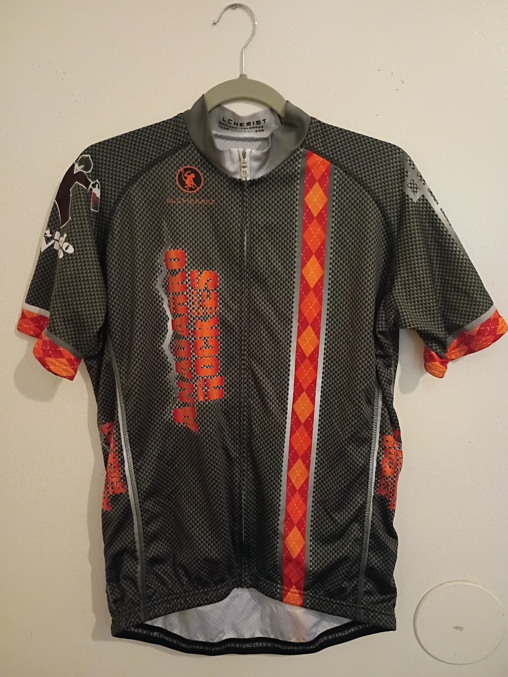 Grown Alchemist Men's Cycling Jersey Charcoal Gray with Orange Accents Sz L